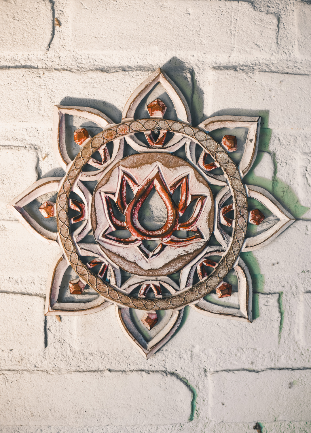 MANDALA DECORATIVA LÓTUS EM MDF PÁTINA