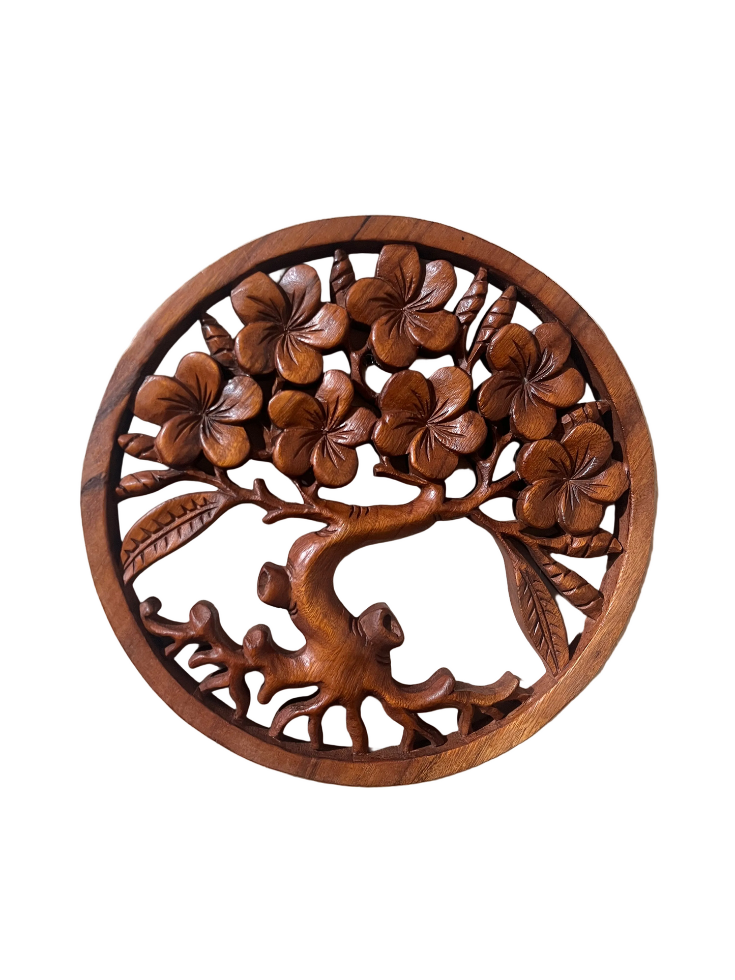 MANDALA ÁRVORE FLORES GRANDES EM MADEIRA ENTALHADA PARA DECORAÇÃO DE PAREDE 15%OFF