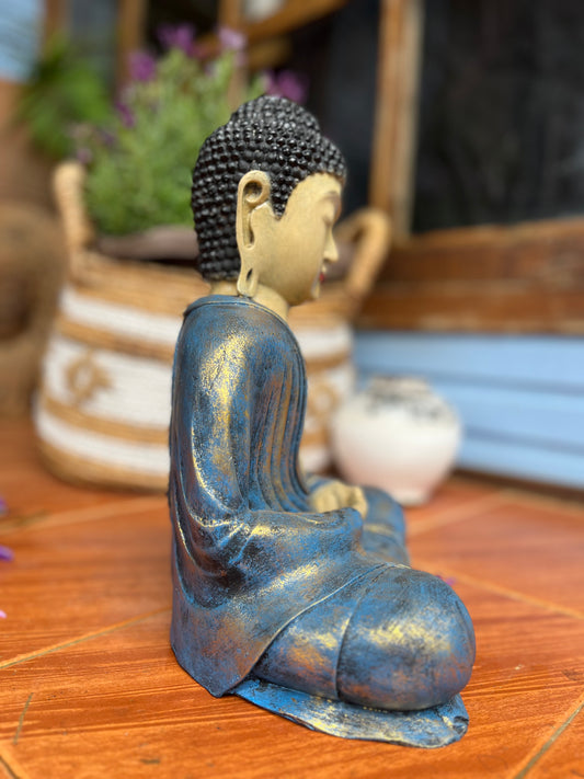 BUDA SIDARTA GAUTAMA EM RESINA PARA DECORAÇÃO ZEN E HARMONIZAÇÃO DE AMBIENTES