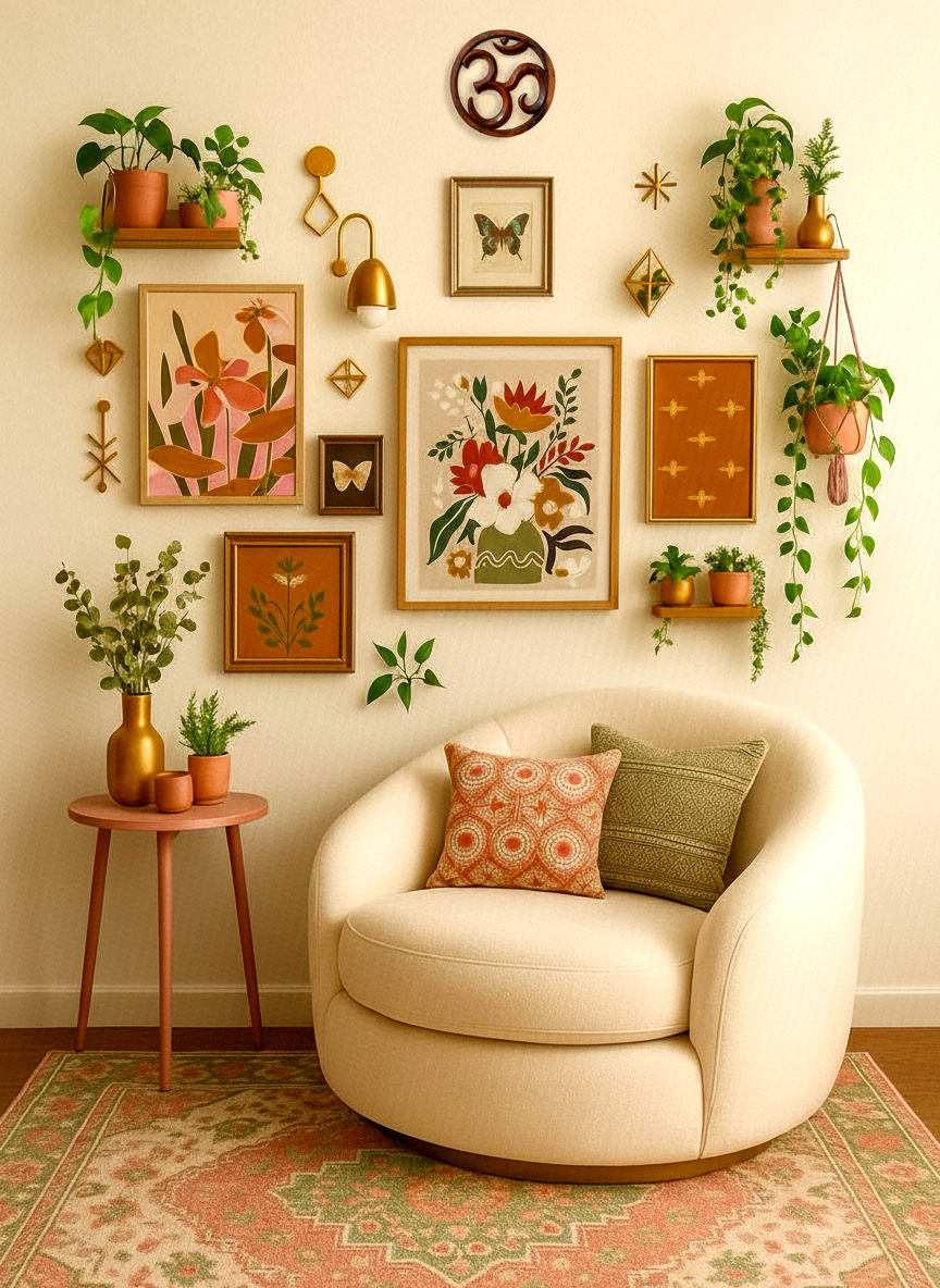 MANDALA OM EM MADEIRA ENTALHADA PARA DECORAÇÃO DE PAREDE