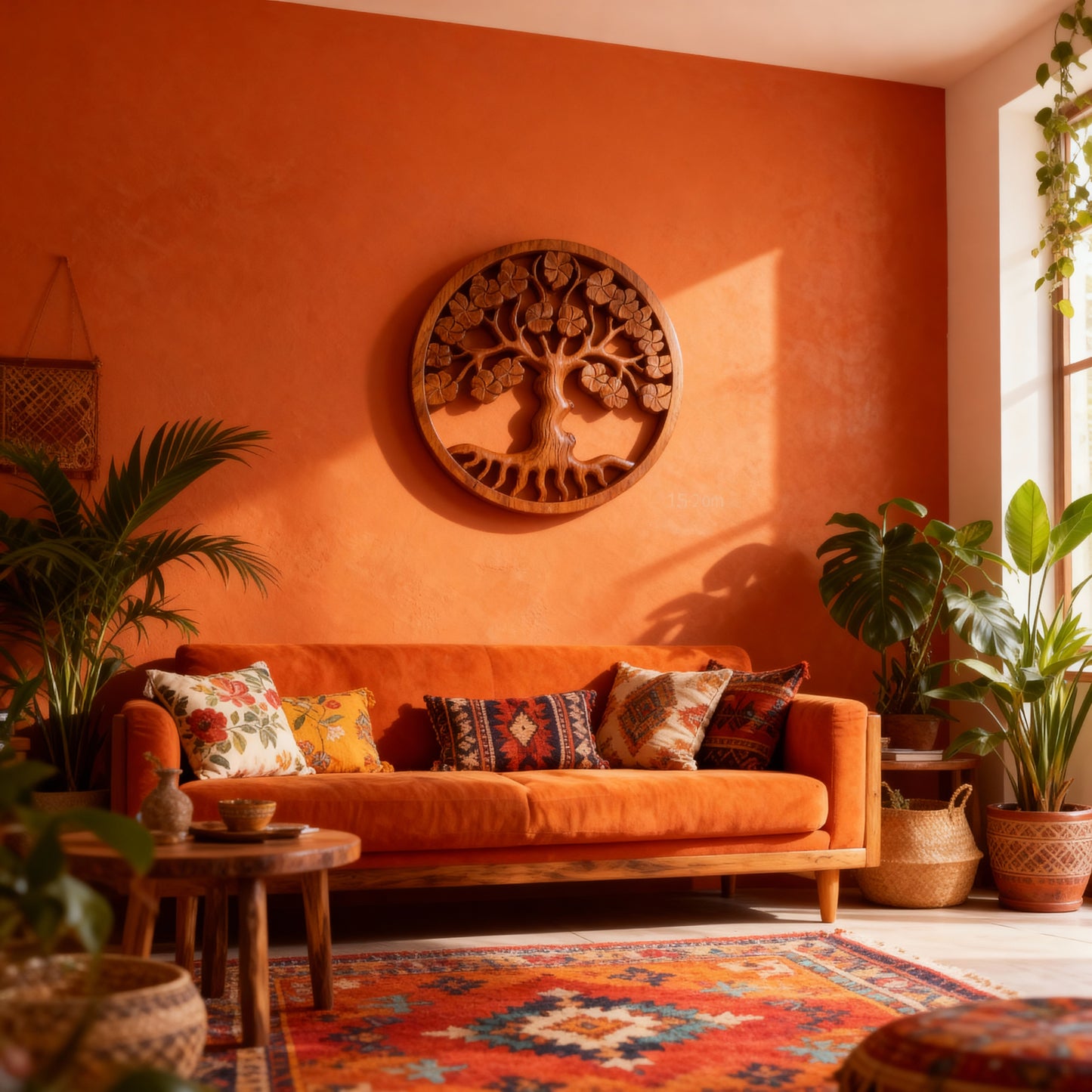 MANDALA ÁRVORE DE FLORES EM MADEIRA ENTALHADA PARA DECORAÇÃO DE PAREDE