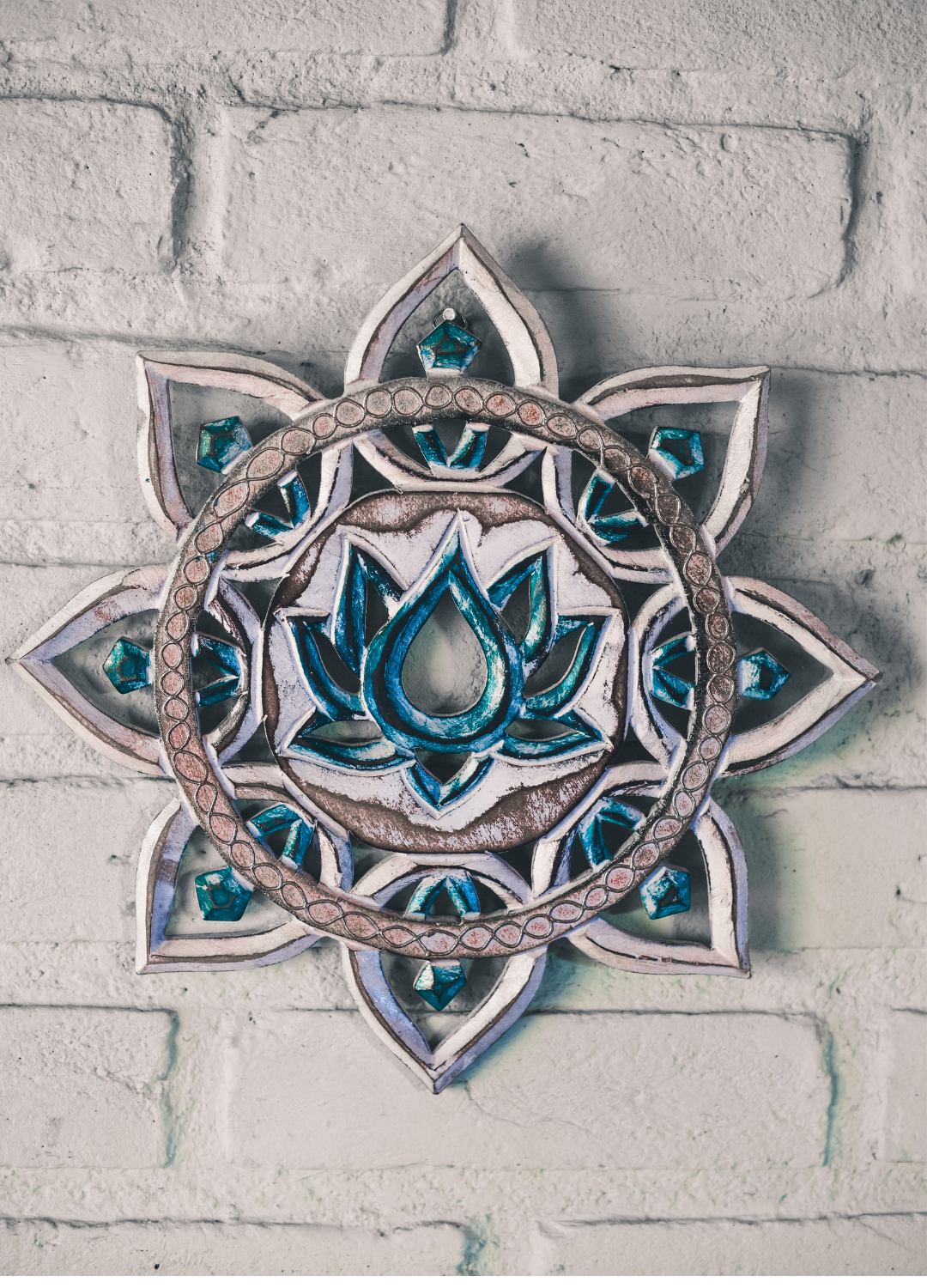 MANDALA DECORATIVA LÓTUS EM MDF PÁTINA