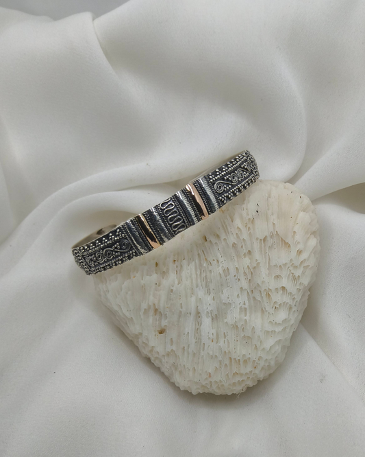 BRACELETE CUFF COBRINHA PRATA & OURO 925 – FEITO À MÃO EM BALI