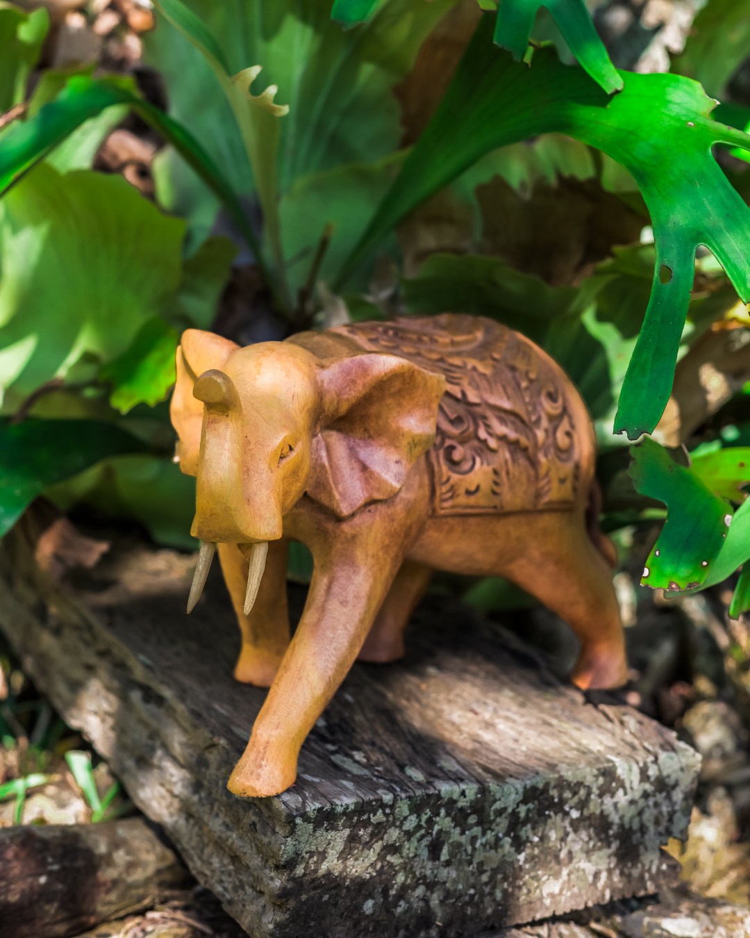 ELEFANTE DECORATIVO DE MADEIRA – FEITO À MÃO EM BALI 20% OFF