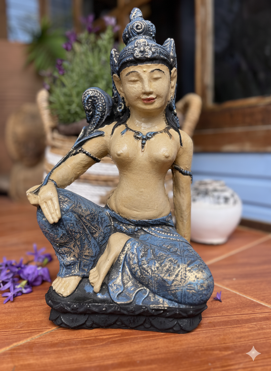 PUSPA EM RESINA – ESCULTURA BALINESA DE SERENIDADE E DEVOÇÃO