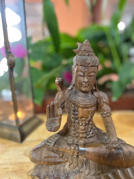 SHIVA – ESCULTURA BALINESA EM MADEIRA ENTALHADA À MÃO