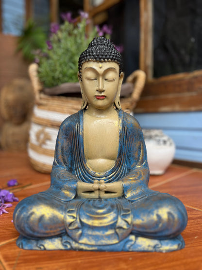 BUDA SIDARTA GAUTAMA EM RESINA PARA DECORAÇÃO ZEN E HARMONIZAÇÃO DE AMBIENTES