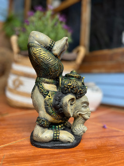 GANESHA YOGA EM RESINA – ESCULTURA BALINESA ÚNICA DE EQUILÍBRIO E CONSCIÊNCIA ESPIRITUAL