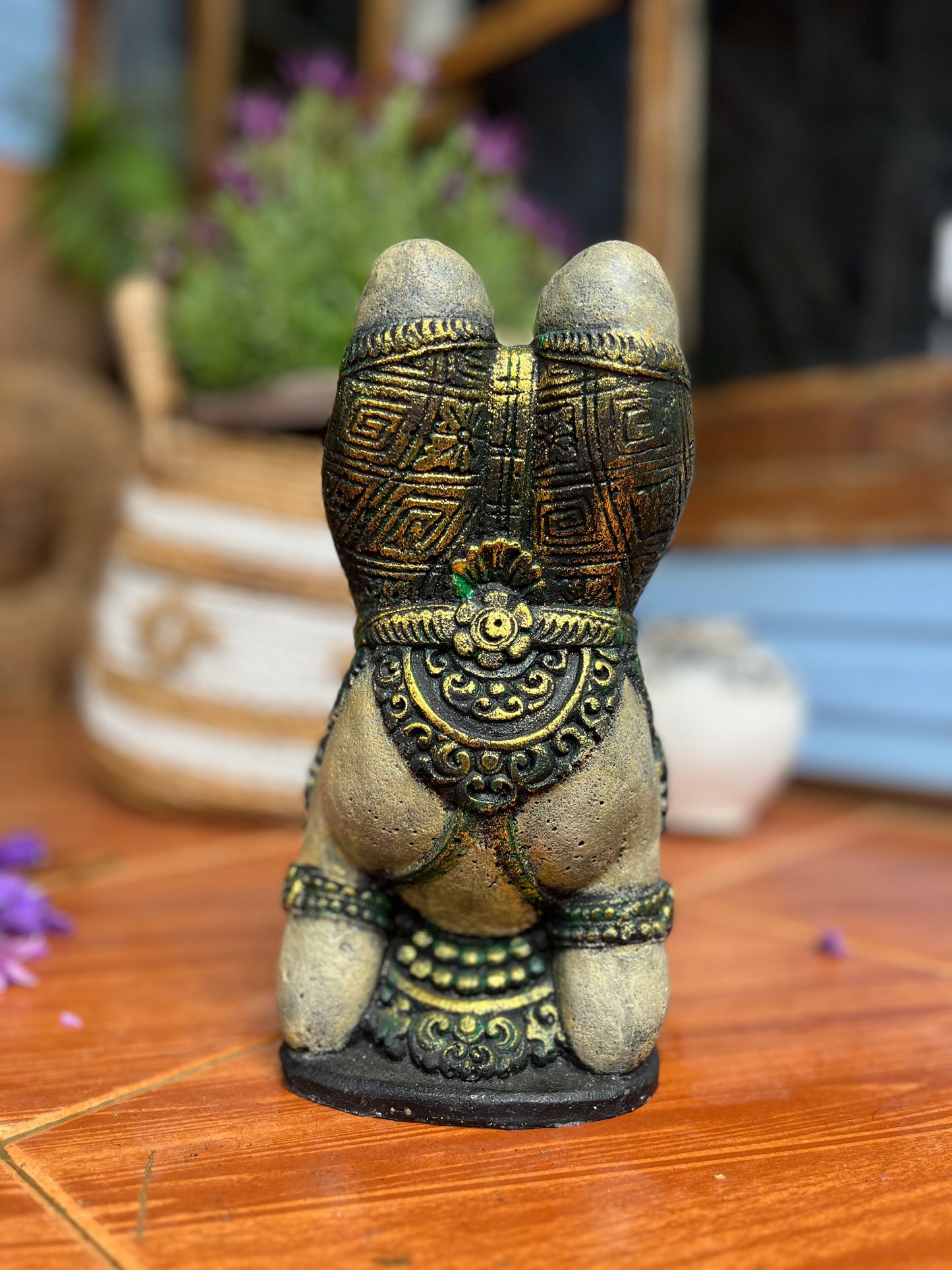 GANESHA YOGA EM RESINA – ESCULTURA BALINESA ÚNICA DE EQUILÍBRIO E CONSCIÊNCIA ESPIRITUAL