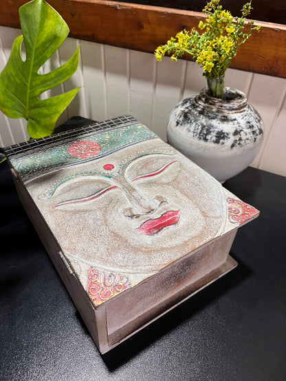 CAIXA DECORATIVA ROSTO BUDA – FEITA À MÃO EM BALI