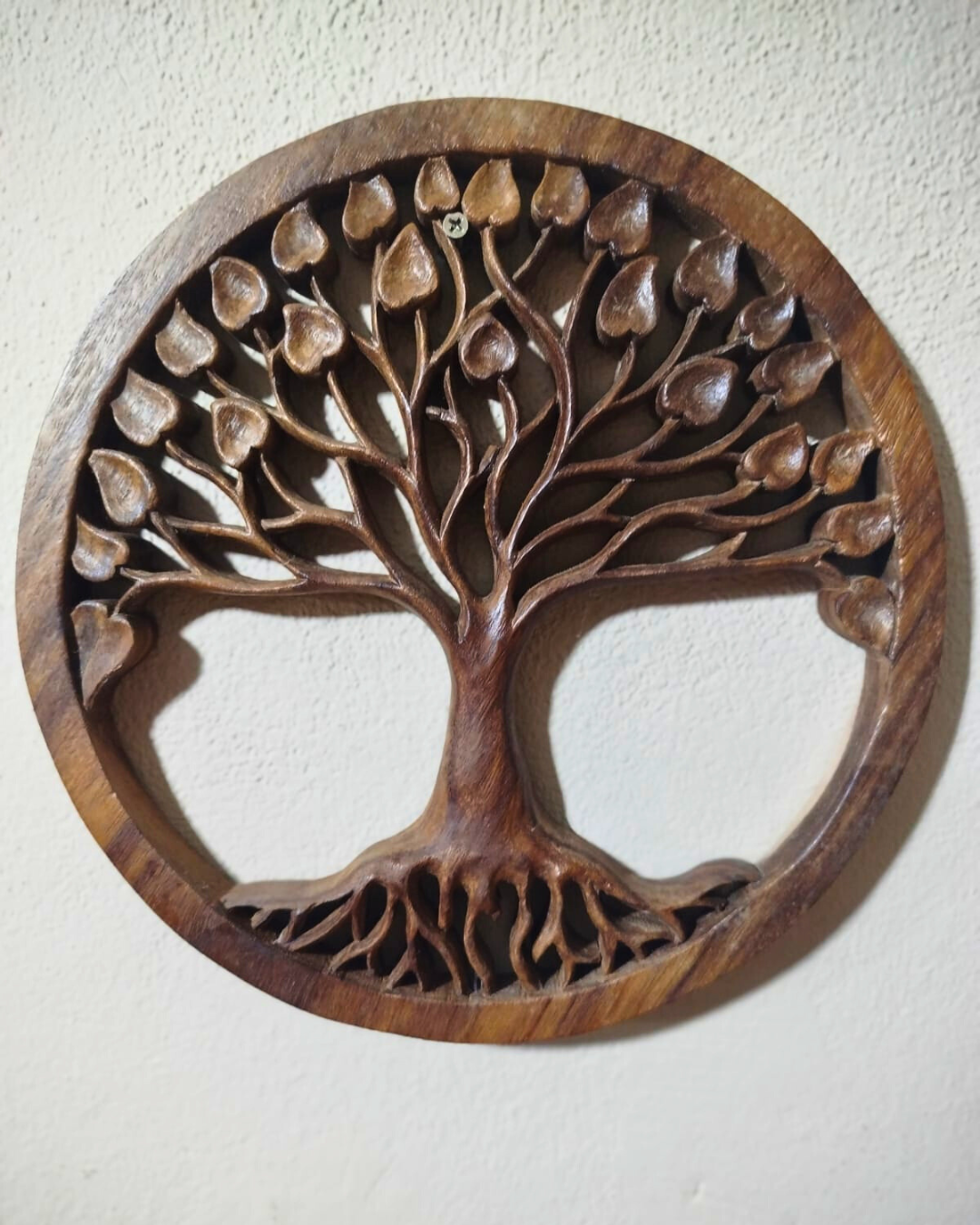 MANDALA ÁRVORE FOLHA CORAÇÃO EM MADEIRA ENTALHADA PARA DECORAÇÃO DE PAREDE