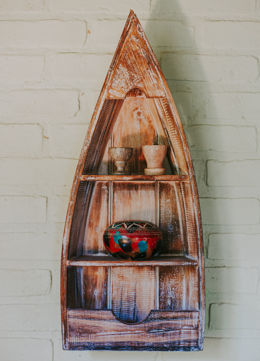 ORATÓRIO BARCO EM MADEIRA – DECORAÇÃO ESPIRITUAL E ARTESANAL