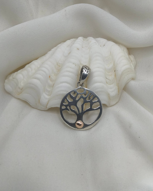 PINGENTE ÁRVORE COM DETALHE OURO EM PRATA 925 – CONEXÃO E PROSPERIDADE