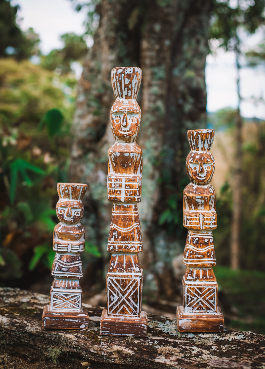 TOTEM EM MADEIRA PAPUA – ESCULTURA TRIBAL ARTESANAL