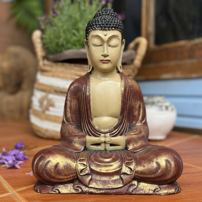 BUDA SIDARTA GAUTAMA EM RESINA PARA DECORAÇÃO ZEN E HARMONIZAÇÃO DE AMBIENTES