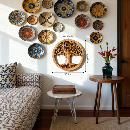 MANDALA ÁRVORE EM MADEIRA ENTALHADA PARA DECORAÇÃO DE PAREDE