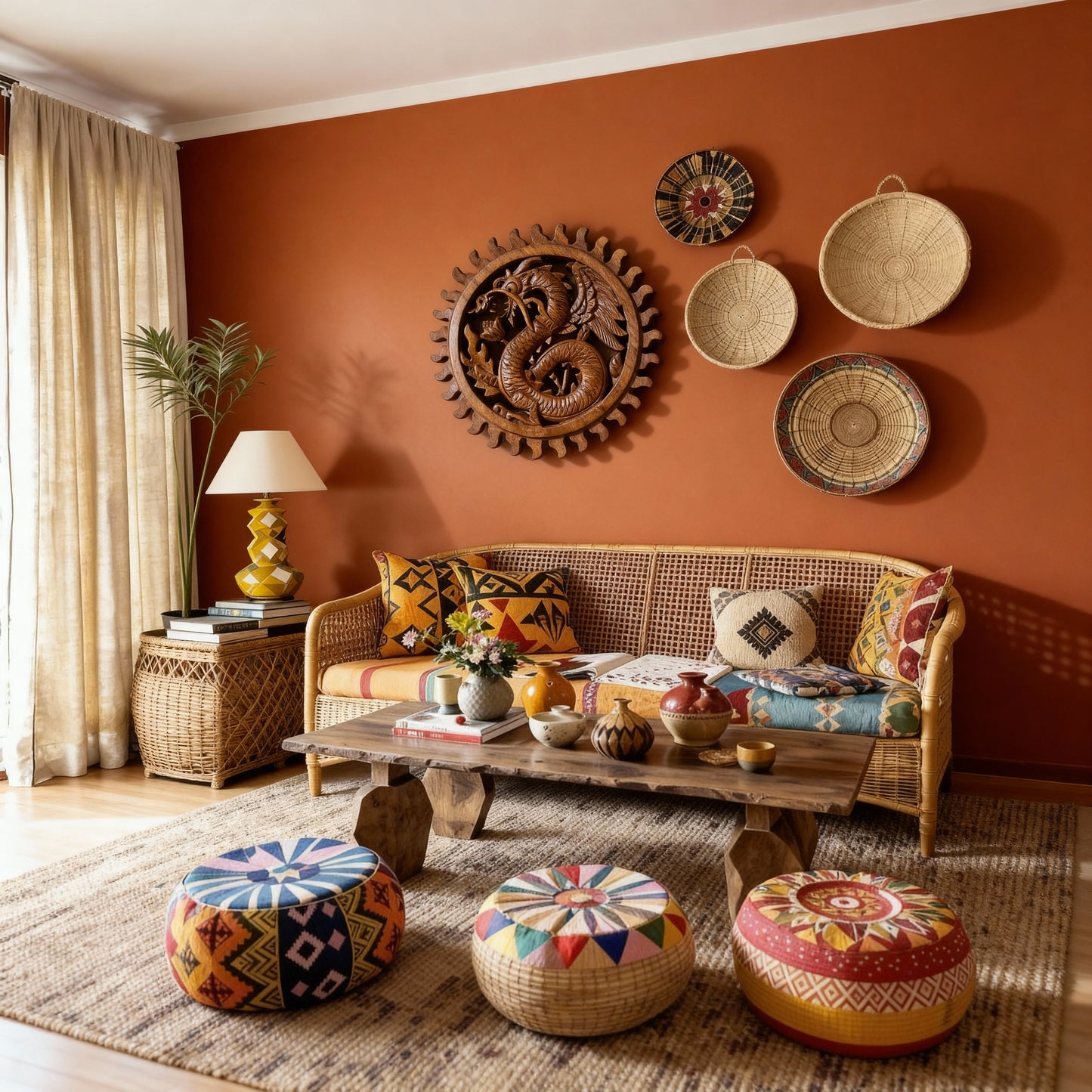 MANDALA DRAGÃO EM MADEIRA ENTALHADA PARA DECORAÇÃO DE PAREDE