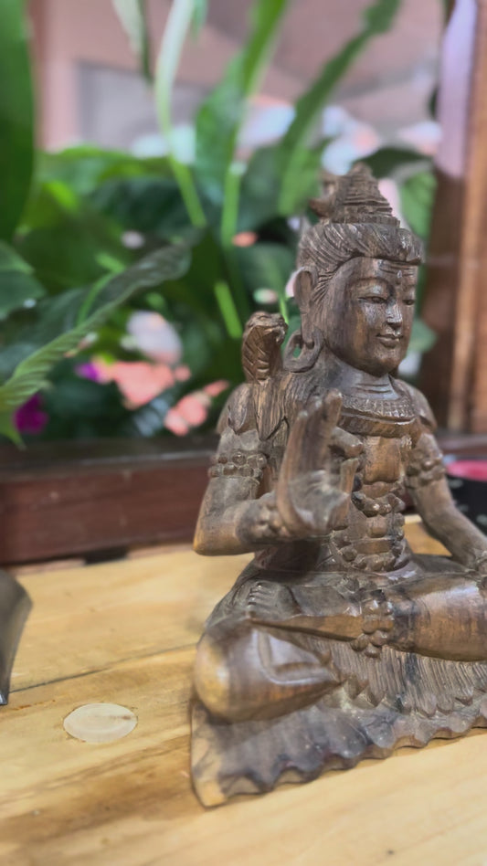 SHIVA – ESCULTURA BALINESA EM MADEIRA ENTALHADA À MÃO